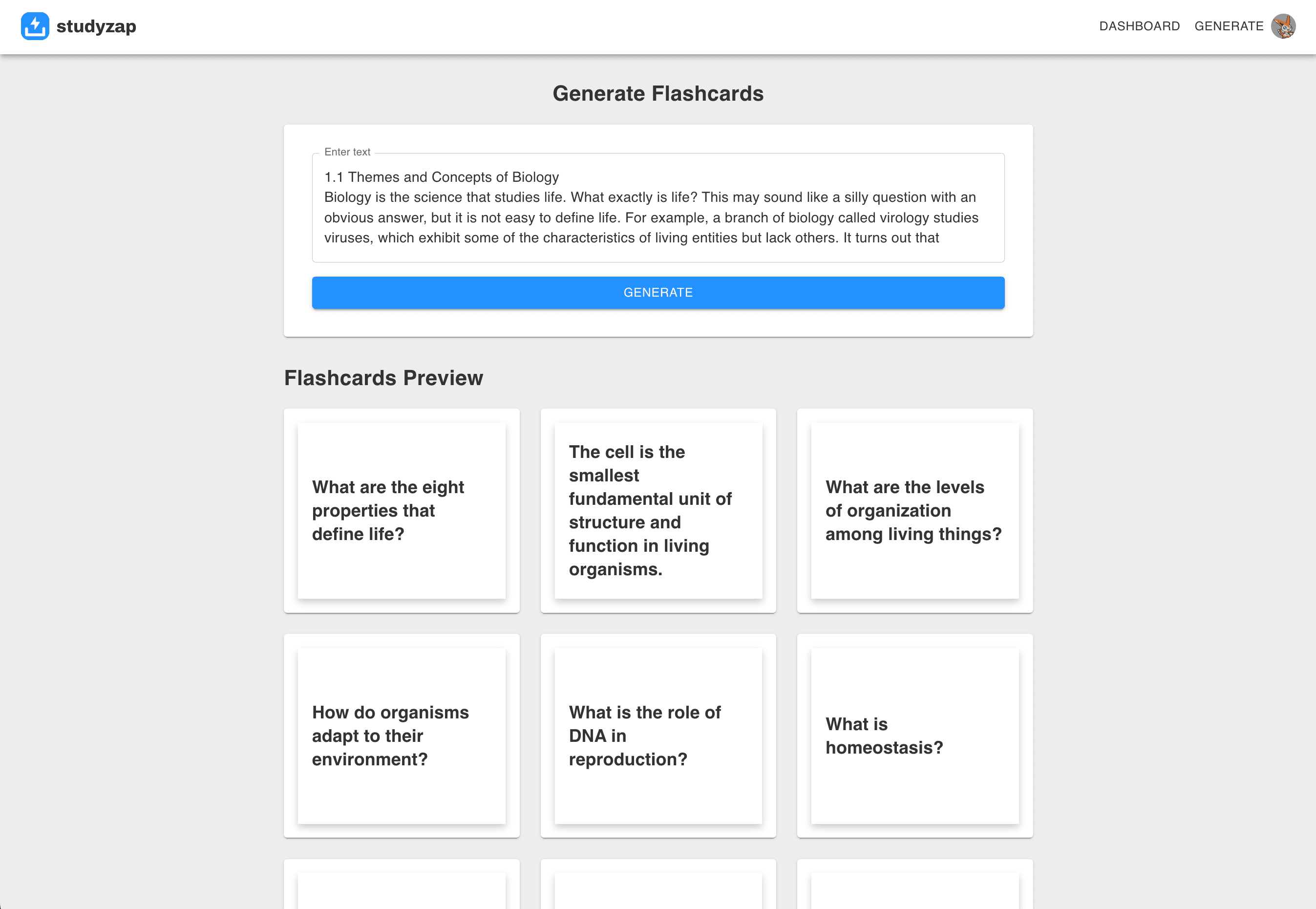 Generate Flashcards with AI in seconds.